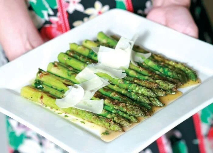Barbecued Asparagus with Lemon and Mint Butter Recipe