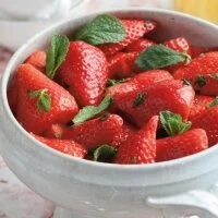 Strawberries Macerated with Apple Juice, Honey & Mint Recipe