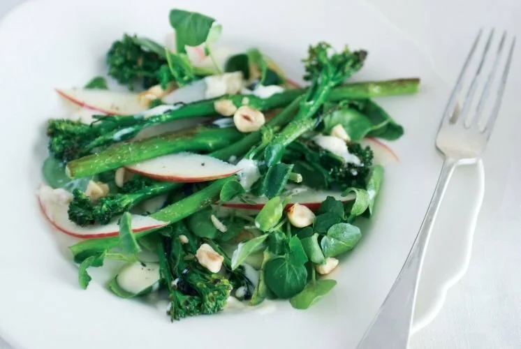 Tenderstem, Horseradish, Pink Lady Apple and Toasted Hazelnut Salad Recipe: Veggie Magazine