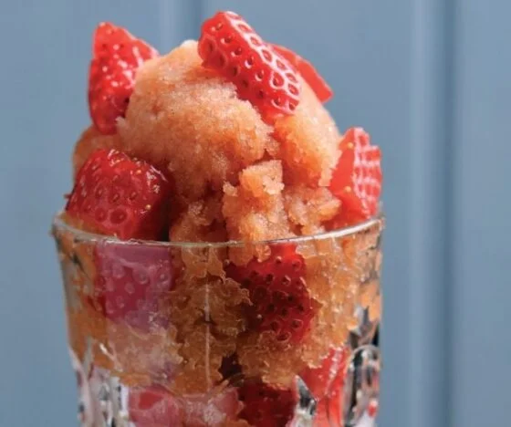 Strawberries with Apple Sorbet Recipe