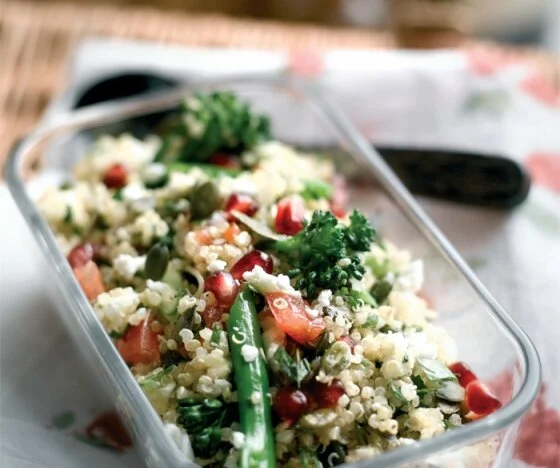 Jo Pratt’s Quinoa with Feta, Tenderstem and Pomegranate Recipe