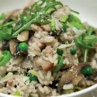 Mushroom, Pea and Low-fat Cheese Risotto Recipe