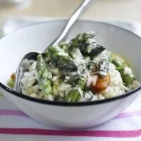 Asparagus, Watercress and Pan-roasted Cherry Tomato Risotto Recipe