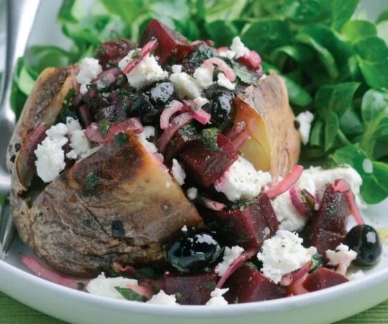 Baked Potato with Beetroot, Feta & Mint Salad Recipe