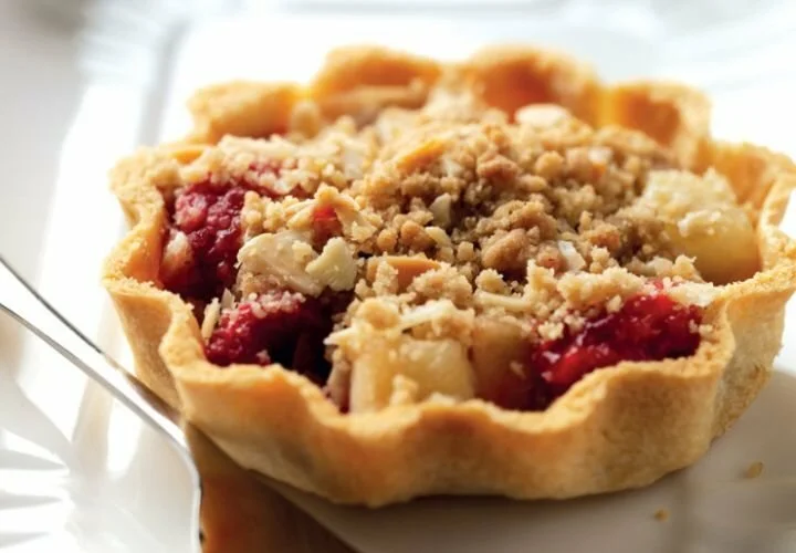 Bramley Apple, Raspberry and Almond Crumble Tarts Recipe: Cook Vegetarian Magazine