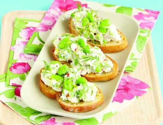 Broad Bean, Goat’s Cheese and Ricotta Bruschetta Recipe