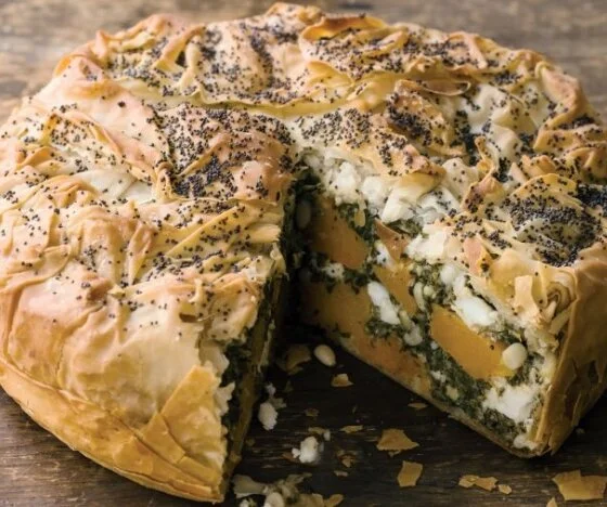Butternut Squash, Mild Feta, Spinach and Filo Pie Recipe