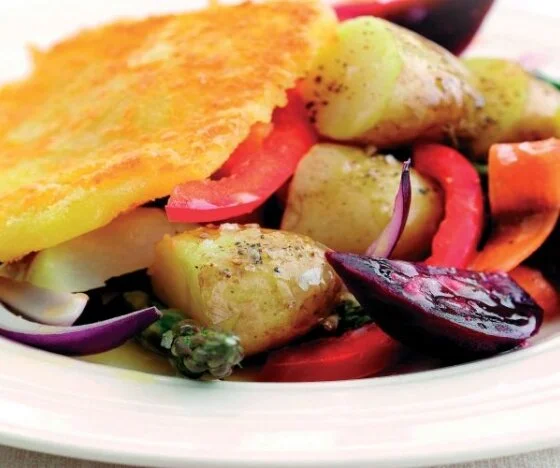 Cheese Schnitzel with Warm Jersey Royal and Beetroot Salad Recipe