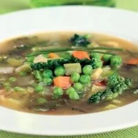 Clear Pea and Vegetable Soup with Brown Rice Recipe