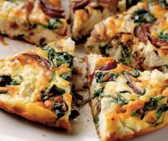 Feta, Spinach and Caramelised Onion Omelette Recipe