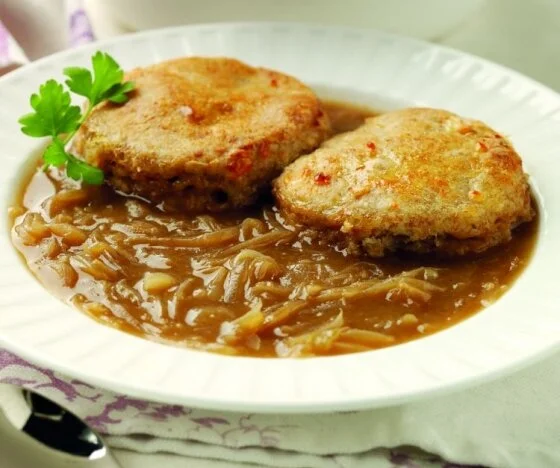 French Onion Soup with Wholemeal Cheese Cobblers Recipe