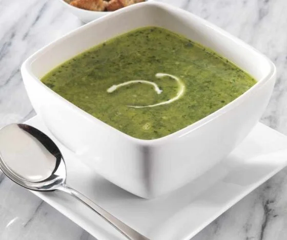 Mixed Green Leaf Soup with Spicy Sweet Yoghurt Recipe