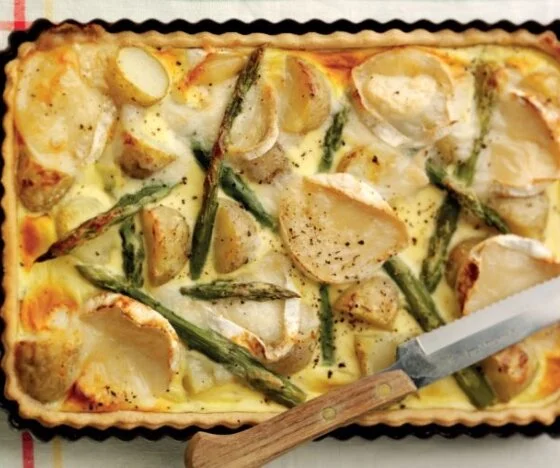 Jersey Royals, Goat’s Cheese and Asparagus Flan Recipe
