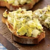 Leeks with Mustard & Mascarpone on Garlic Toast Recipe