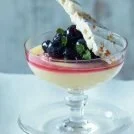 Lemon Verbana Posset with Blueberry Compote and Meringue Shard Recipe: Cook Vegetarian Magazine