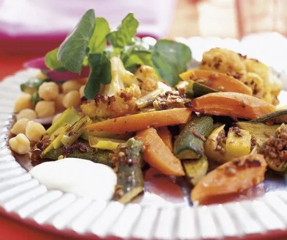 Moroccan-spiced Roasted Vegetables with Watercress Salad Recipe