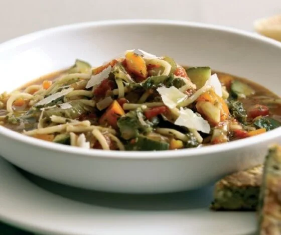 Phil Vickery’s Italian Style Vegetable Broth with Yoghurt Flat Breads Recipe