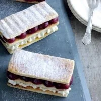 Roasted Cherry and Vanilla Mousse Millefeuille Recipe
