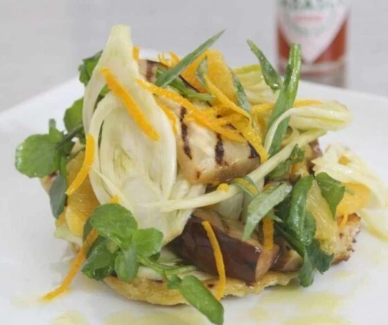 Aubergine Tabasco Salad with Fennel & Orange Recipe
