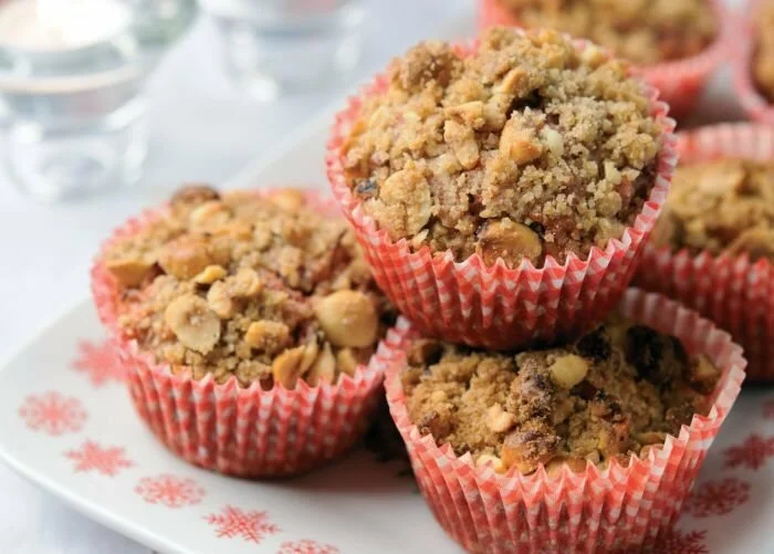 Spiced Beetroot and Apple Muffins with Crunchy Hazelnut Topping Recipe: Cook Vegetarian Magazine