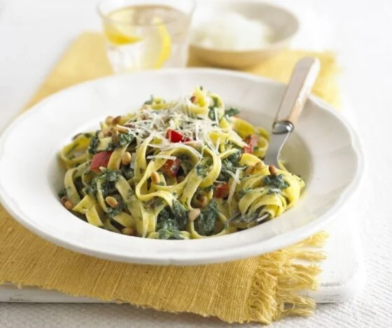 Tagliatelle with Lemon Spinach Sauce Recipe