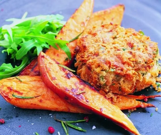 Thai Bean Burgers & Sweet Potato Wedges Recipe