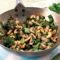 Watercress, Mushroom and Cashew Stir-fry Recipe