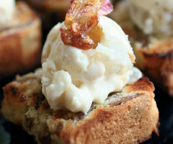 Shallot and Camembert Icecream Canapés Recipe